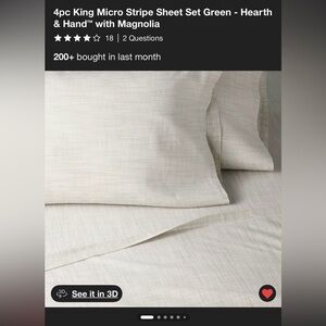 Hearth & Hand with Magnolia King Micro Stripe Sheet 4 Piece Set